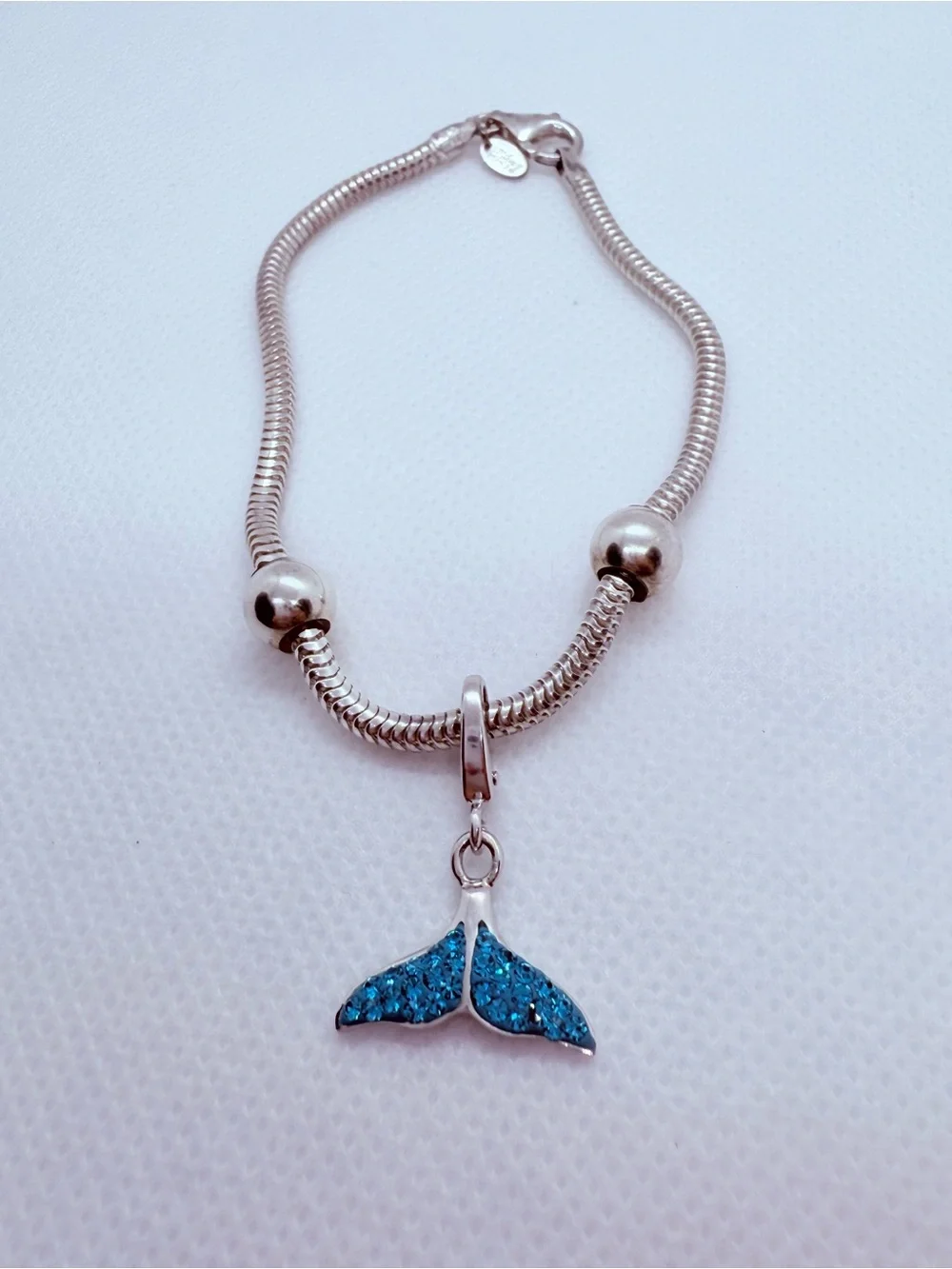 Zable Silver Bracelet with Blue Crystal Mermaid Tail Charm